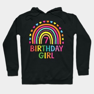 7 Years Old Rainbow Girls 7Th Birthday For Girls Kids Hoodie